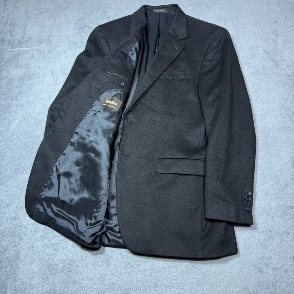 Neiman Marcus Blazer Mens 42L Designer Collections 100% Cashmere Black Luxury